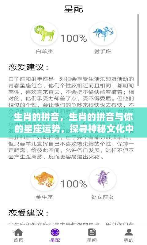 生肖拼音与星座运势,探寻神秘文化背后的奥秘